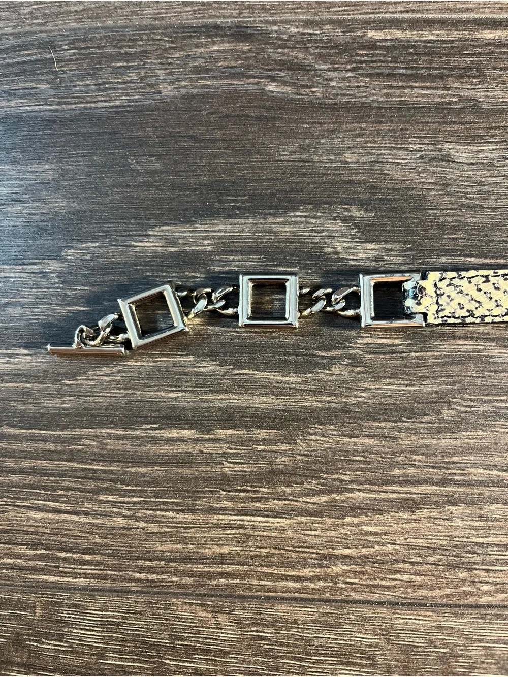 Tanner Italian Leather Snake Print Chain Belt Size S
